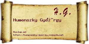Humenszky György névjegykártya