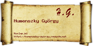 Humenszky György névjegykártya